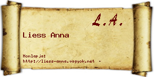 Liess Anna névjegykártya
